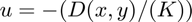 $u =-(D(x,y)/(K))$