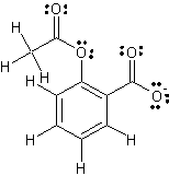 Figure 2 is a Lewis structure of aspirin drawn by me using ChemSketch software. It includes free pairs of electrons.