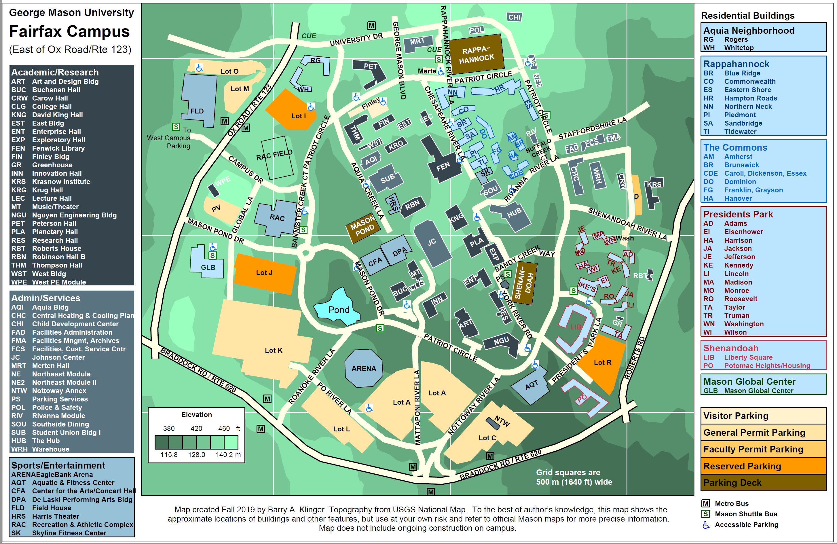 george mason university fairfax campus map Fairfax Core Campus Map george mason university fairfax campus map