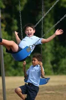 children on swings