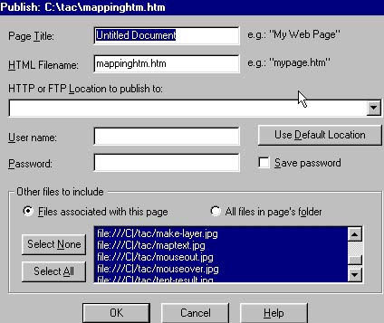 Netscape "Publish" screen