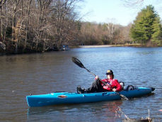 Author in a peddle-paddle kayak