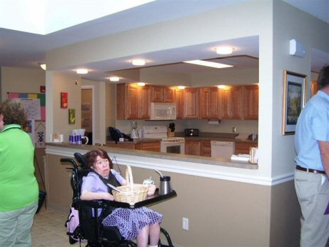 This is a picture of the kitchen and livingroom areas during the first open house.