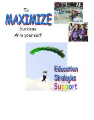 This is a poster used to instruct students on the ingredients for success. Maximize Success! Arm your self with Education, Strategies, and Support!