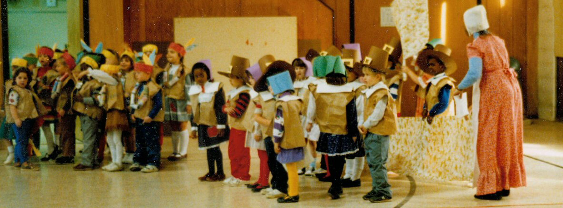 My Kindergarten class dressed for a Thanksgiving Feast.