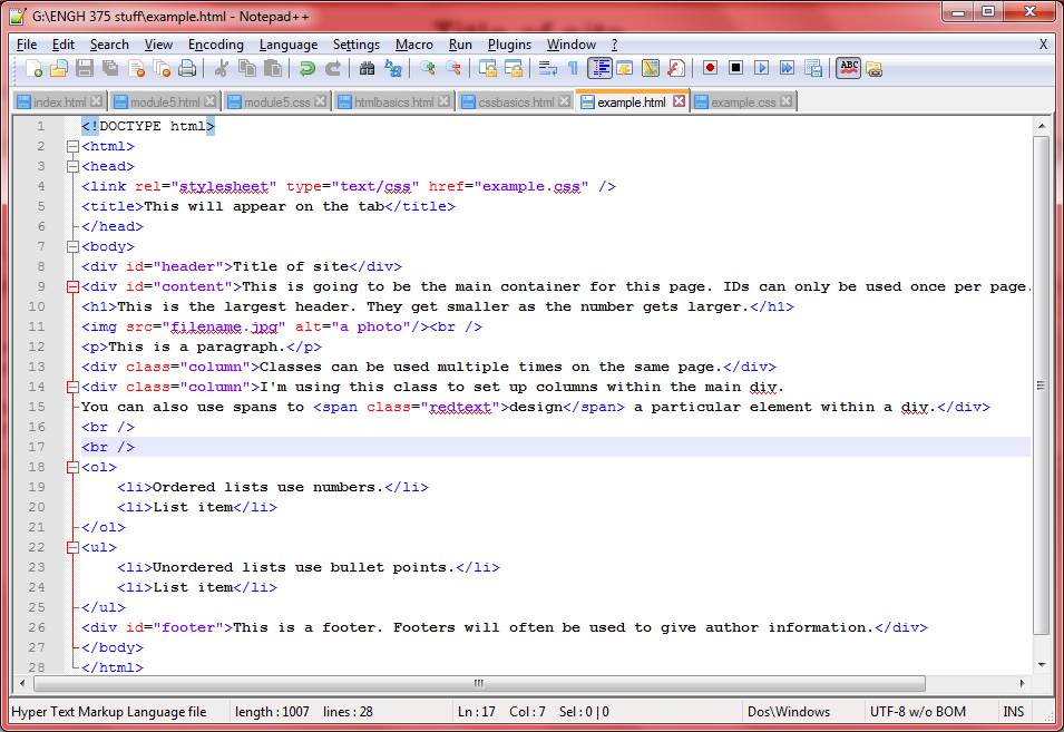 Example of HTML Code