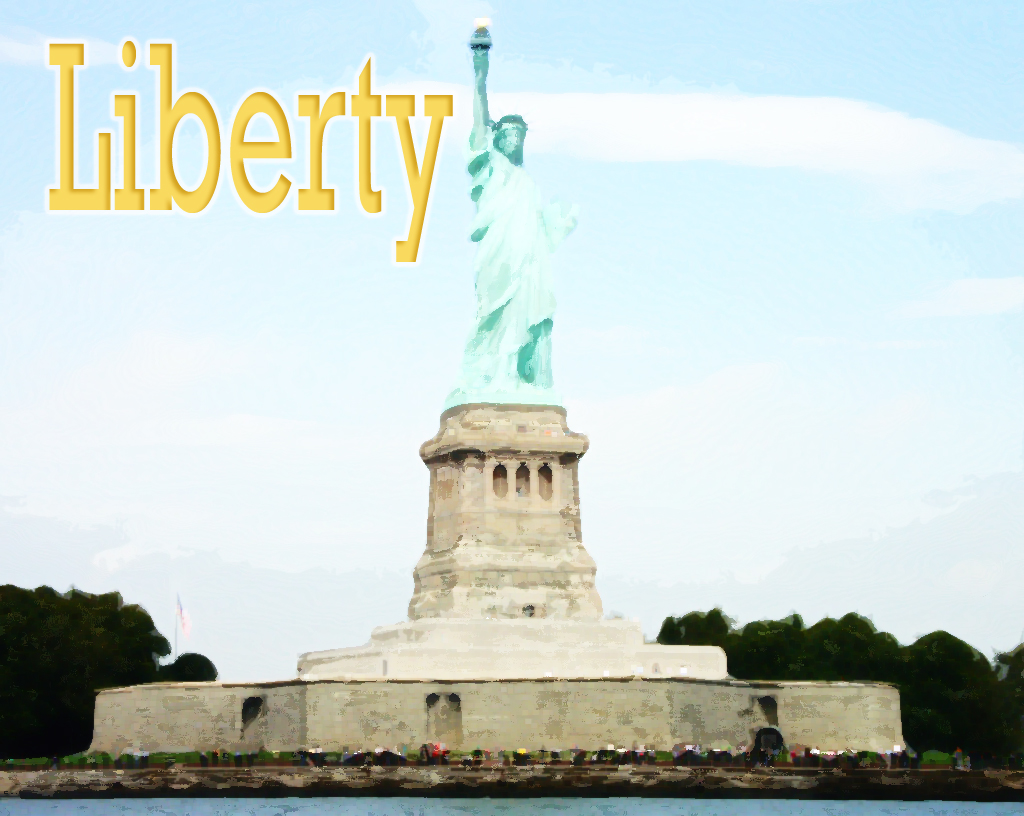 statue of liberty photoshop with watercolor