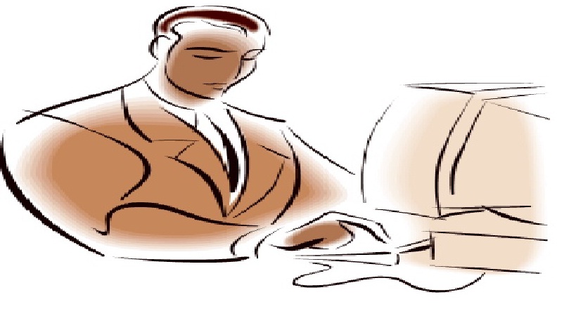 a man on a computer