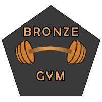Bronze Gym logo: bronze barbell