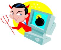 a devil ruining a computer