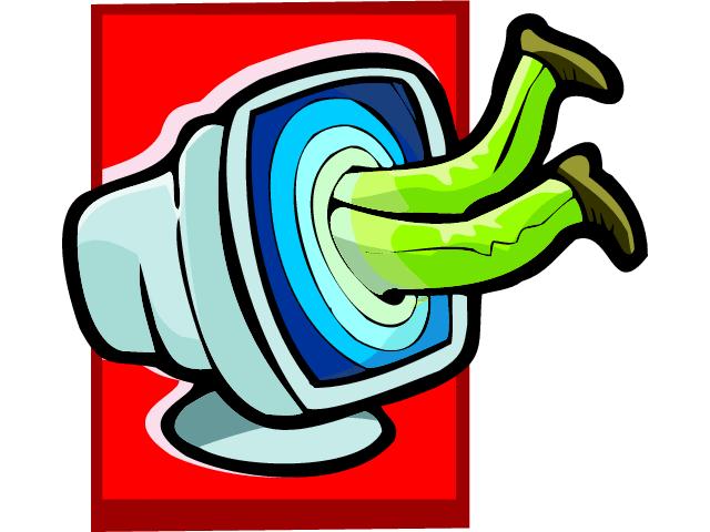 computer eating a man