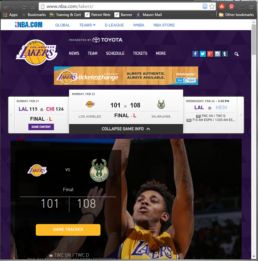 NBA Los Angeles Lakers Homepage