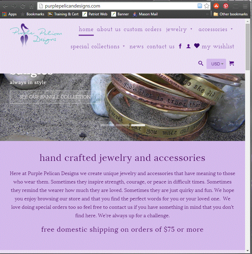 Purple Pelican Designs Website