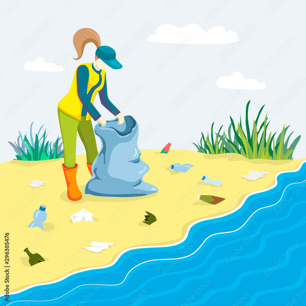 An image of a person picking up trash on the beach which is used to symbolize the activities that volunteers can do when the apply