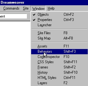 Selecting "Behaviors" window