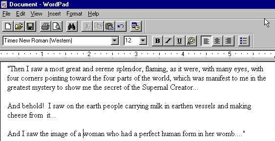 Using WordPad to create text