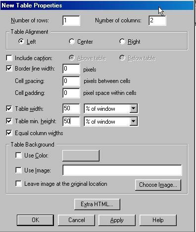 Table alignment in Composer