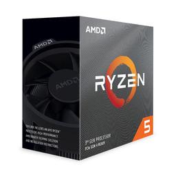 Image of AMD Ryzen 5 2600 core processor. The box is gray with the orange Ryzen logo.