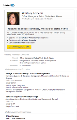 Whitney's LinkedIn Profile
